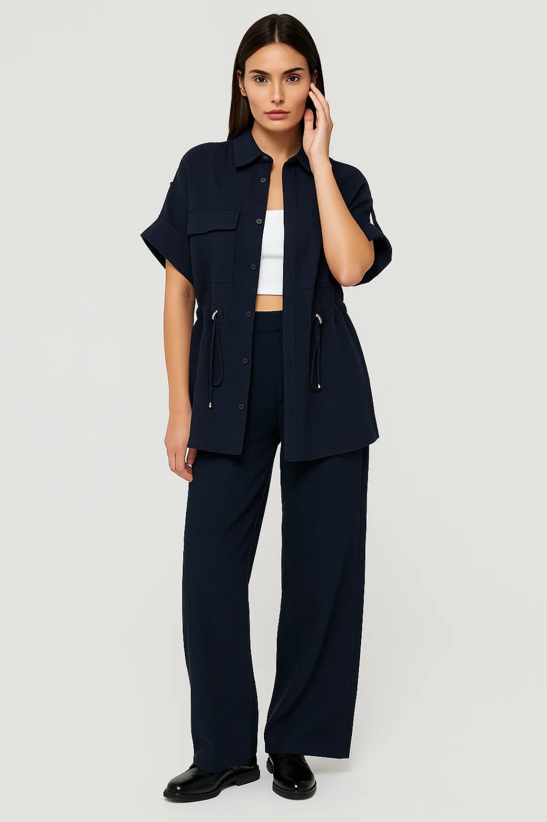 Dames Jasset met Korte Mouwen en Wijde Broek - StudioMarella