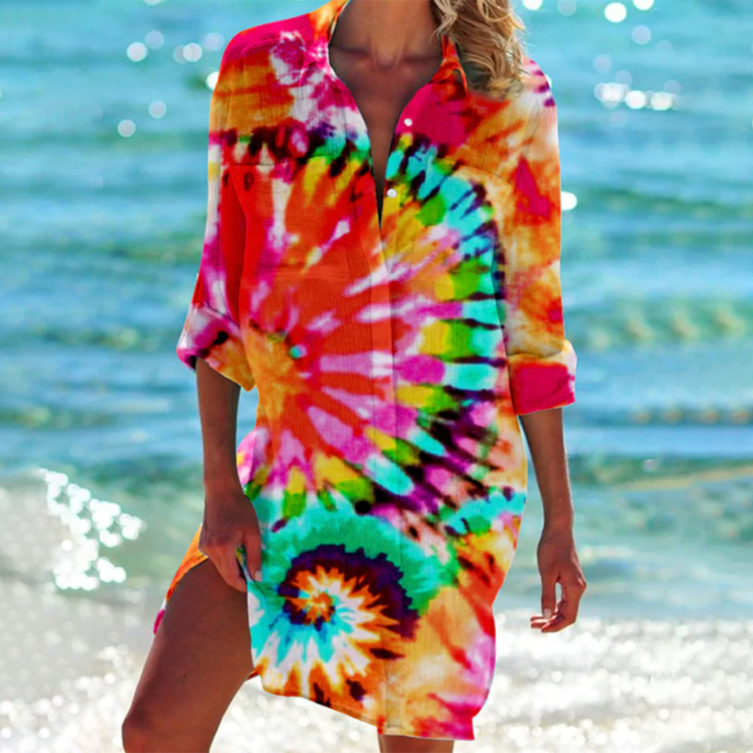 Variant image for Abito Estivo Donna Valencia Classique – A-Line Multicolore in Cotone Leggero-1