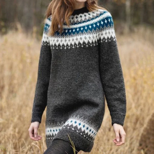 Midi Jurk Gebreid met Leuke Print - StudioMarella