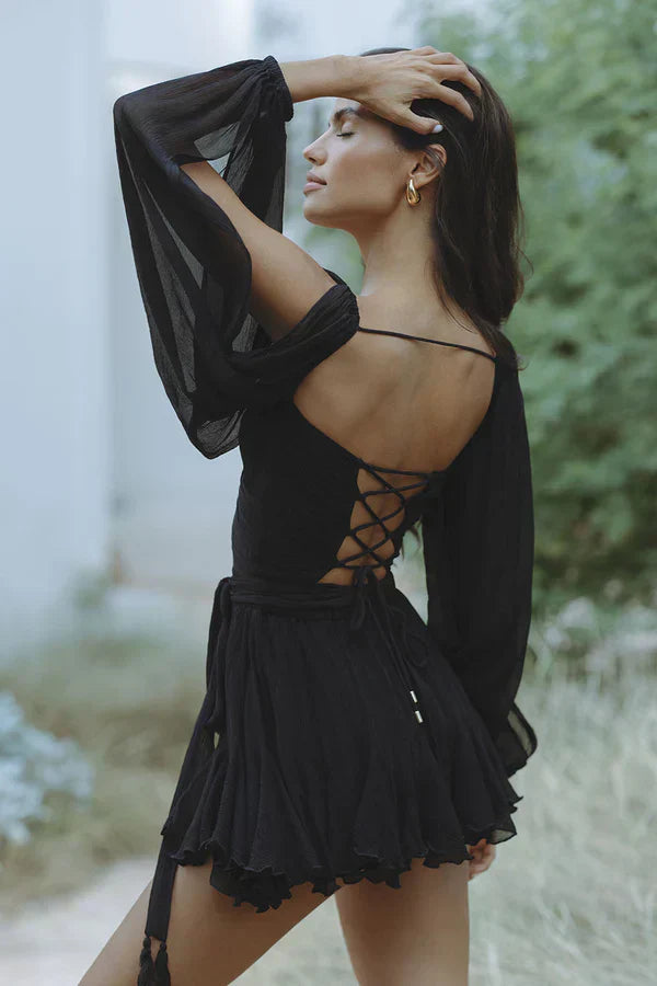 Elegante Dames Jurk Wikkeljurk met Plissé Rok