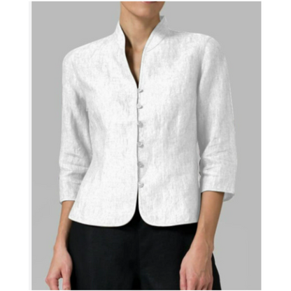 Blouse met Opstaande Kraag Chambray Stof