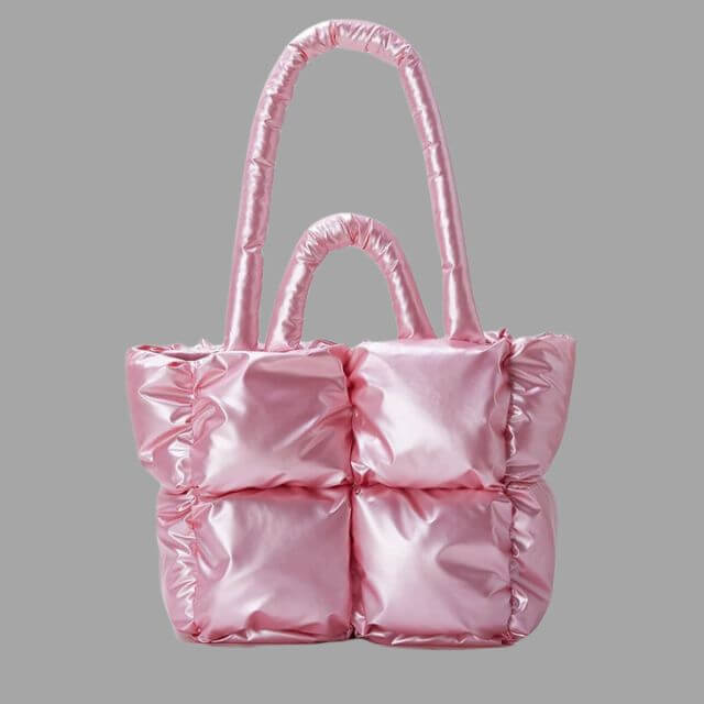 Puffer Draagtas Metallic met Ruches en Crossbodyband