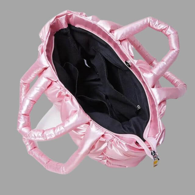 Crossbody Draagtas Puffer Met Ruches Metallic Look