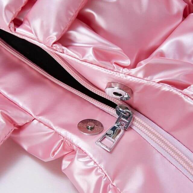 Puffer Draagtas Metallic met Ruches en Crossbodyband