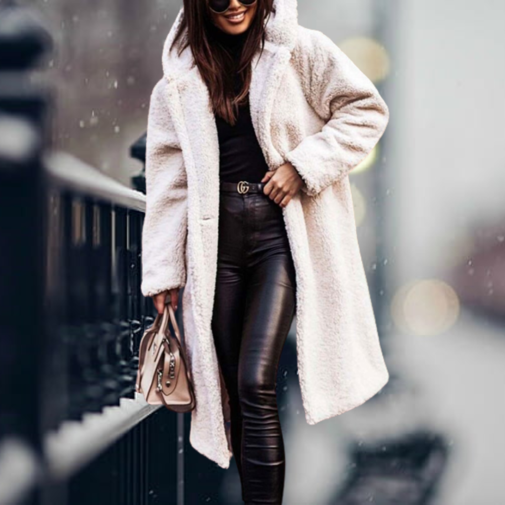 Imitatiebont Jas met Capuchon Warm en Elegant