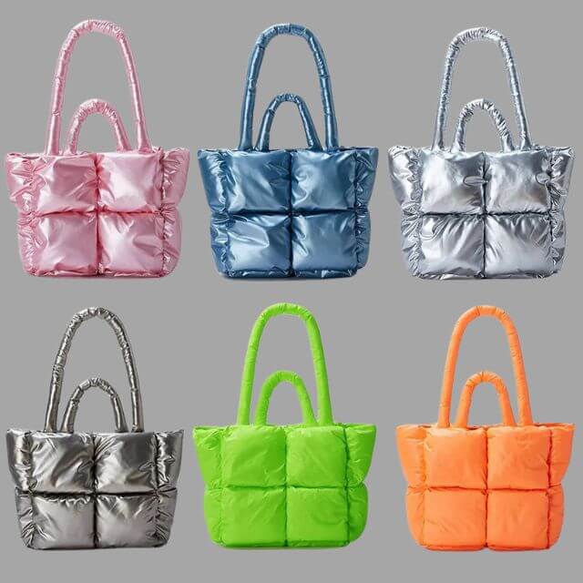 Puffer Draagtas Metallic met Ruches en Crossbodyband
