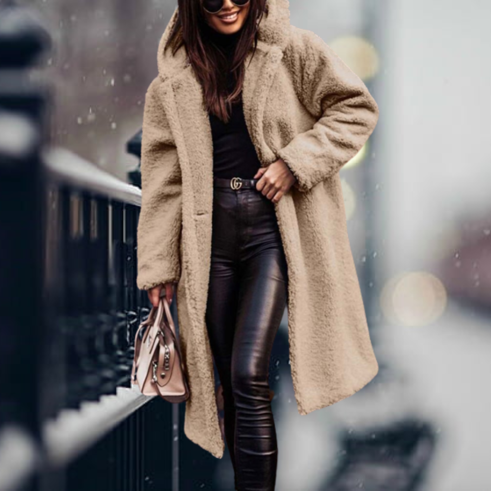 Imitatiebont Jas met Capuchon Warm en Elegant