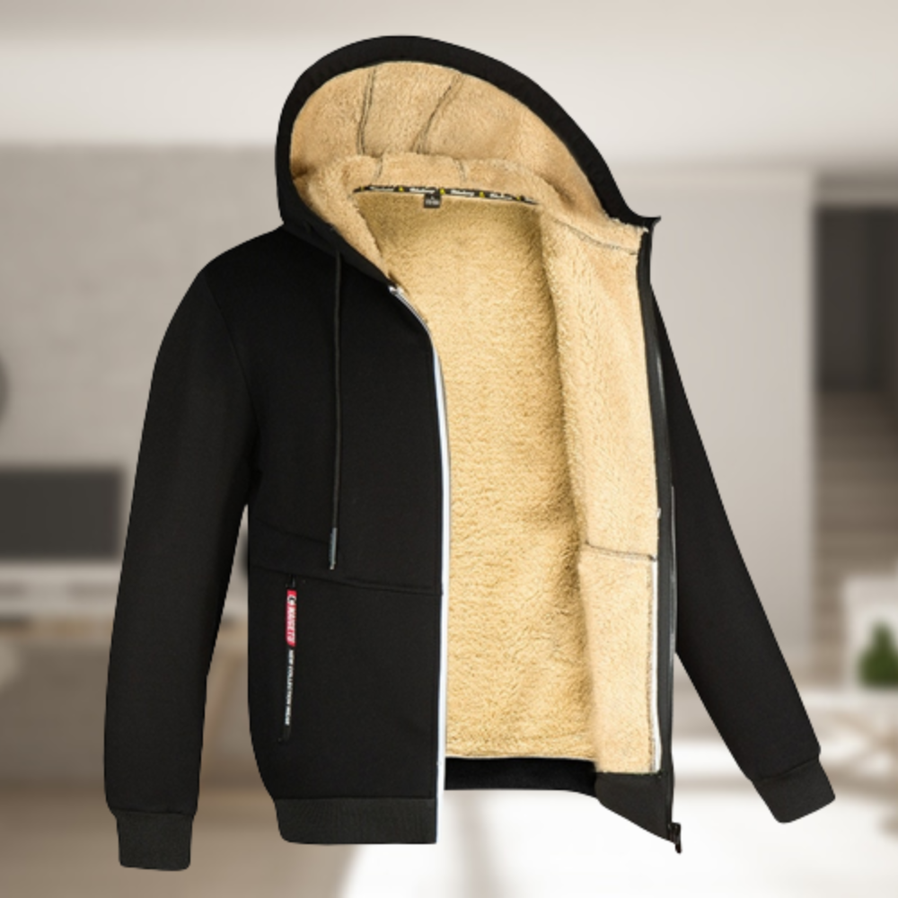 Hooded jas voor mannen zwart klassiek design