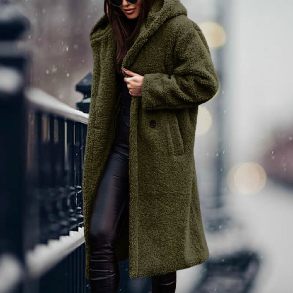 Imitatiebont Jas met Capuchon Warm en Elegant
