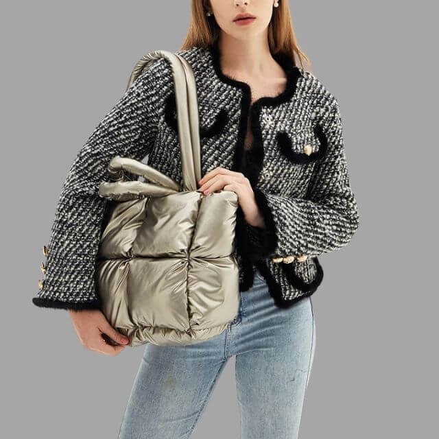 Puffer Draagtas Metallic met Ruches en Crossbodyband