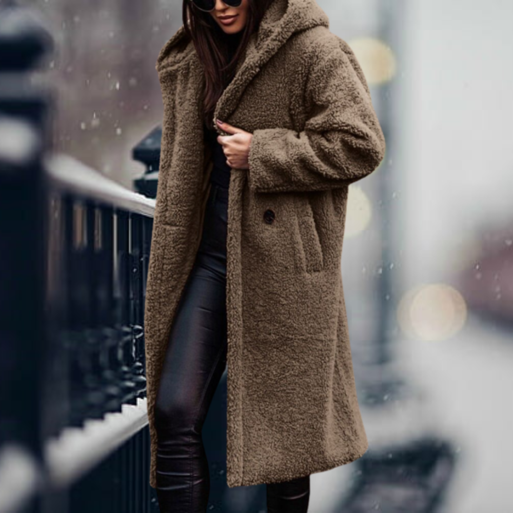 Imitatiebont Jas met Capuchon Warm en Elegant