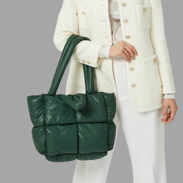 Puffer Draagtas Metallic met Ruches en Crossbodyband