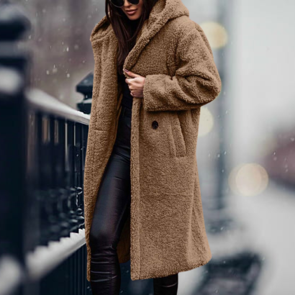 Imitatiebont Jas met Capuchon Warm en Elegant