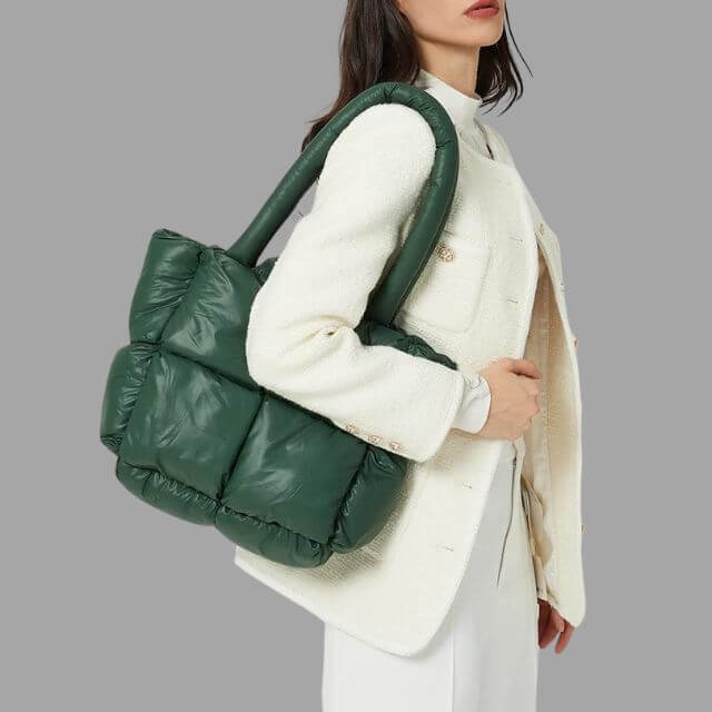 Crossbody Draagtas Puffer Met Ruches Metallic Look