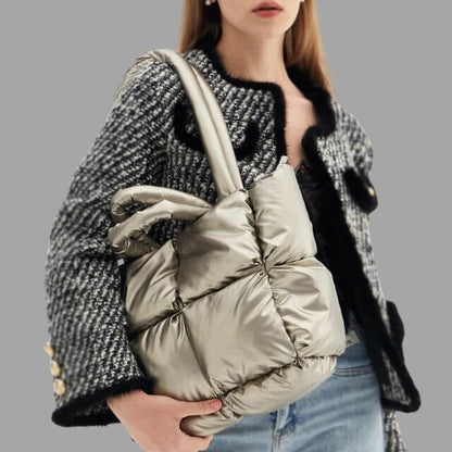 Puffer Draagtas Metallic met Ruches en Crossbodyband