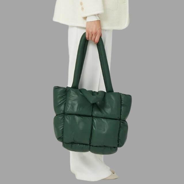 Puffer Draagtas Metallic met Ruches en Crossbodyband