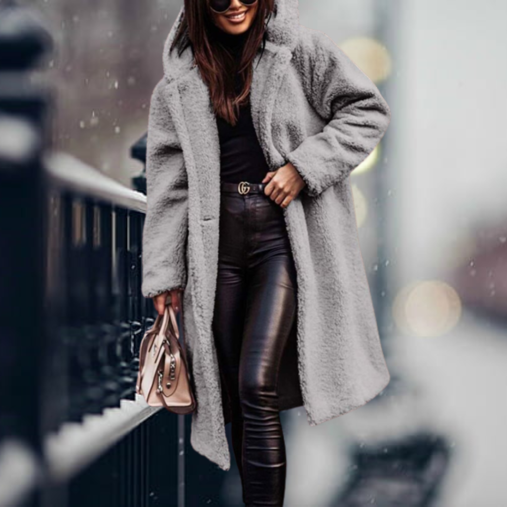 Imitatiebont Jas met Capuchon Warm en Elegant