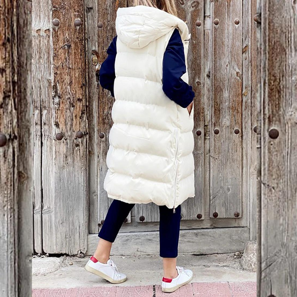 Dames Bodywarmer Mouwloos Warm Met Capuchon