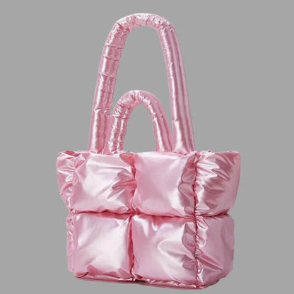 Crossbody Draagtas Puffer Met Ruches Metallic Look
