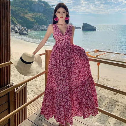 Zomerjurk Backless Strandjurk Bloemenprint Vrouw - StudioMarella
