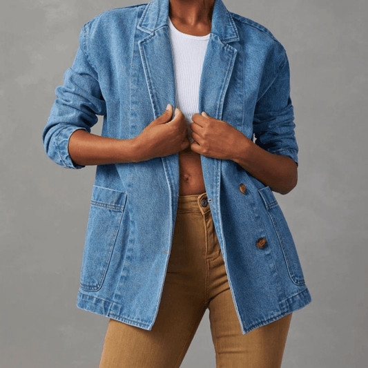 Dames Denim Jas Casual Stijlvol Elegant - StudioMarella