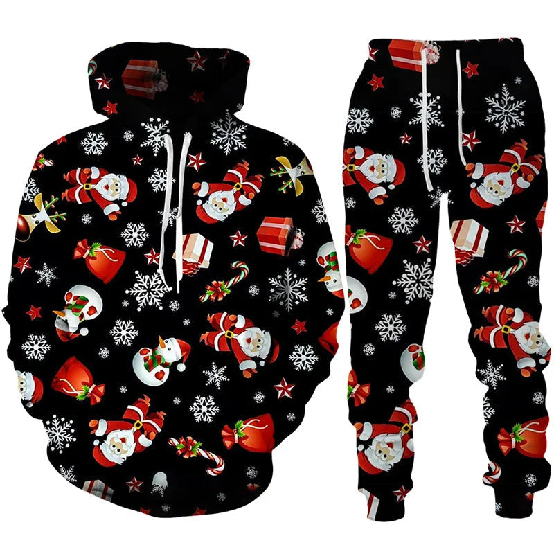 Heren Trainingspak Kerst Oversized Hoodie met Comfortabele Broek - StudioMarella