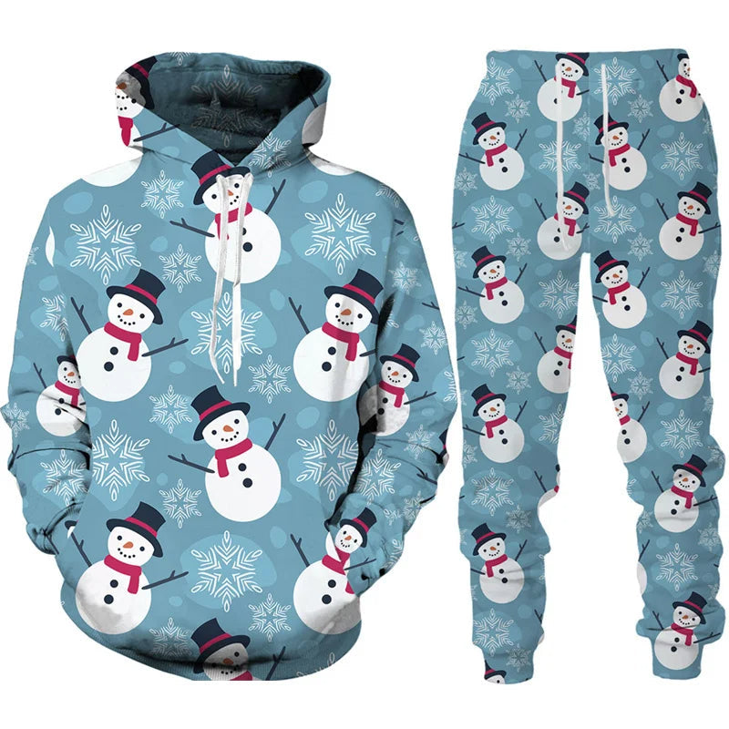 Vardi Heren Trainingspak | Oversized Hoodie met Kerstprint en Comfortabele Broek 1
