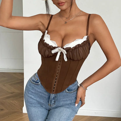 Dames Crop Top V Hals Patchwork Shirt Zomer