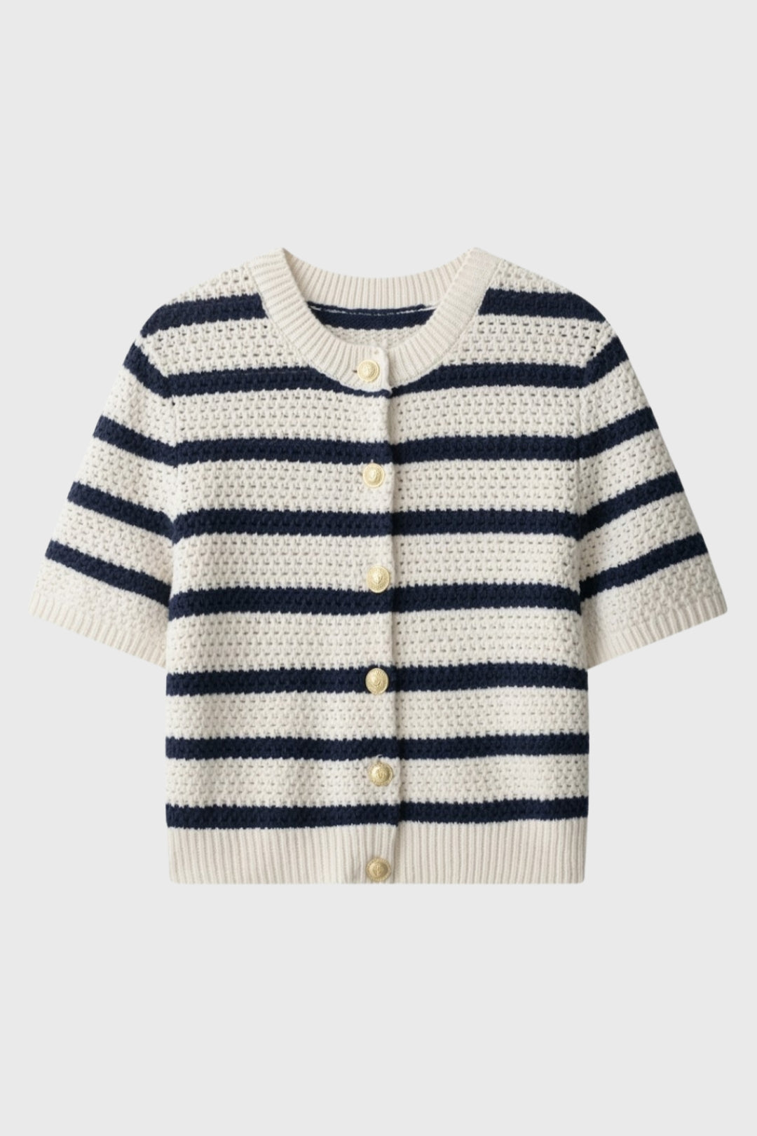 Dames Vest Kort Gestreept met Gouden Knopen - StudioMarella