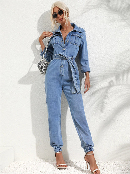 Jumpsuit Dames Denim Blauw Modieus
