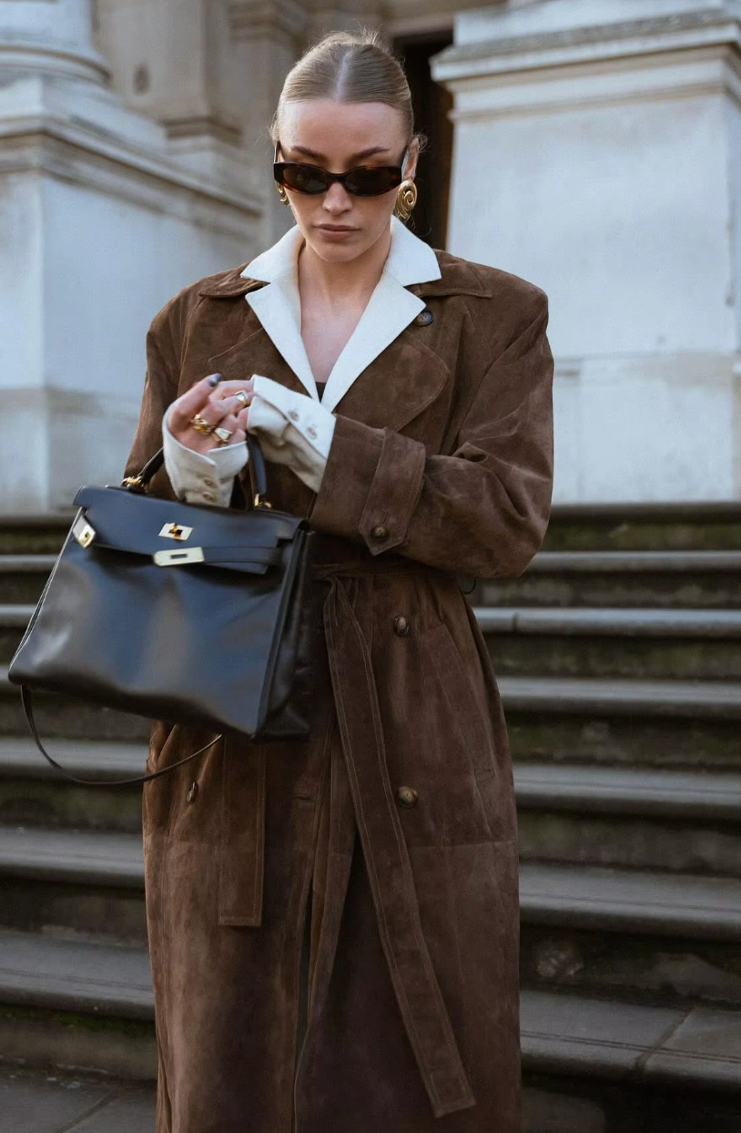 Dames Trenchcoat Suède Look Stijlvolle Herenstijl - StudioMarella