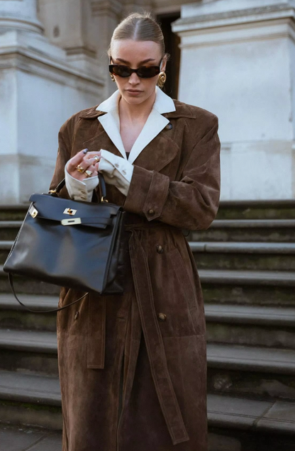 Dames Trenchcoat Suède Look Stijlvolle Herenstijl - StudioMarella
