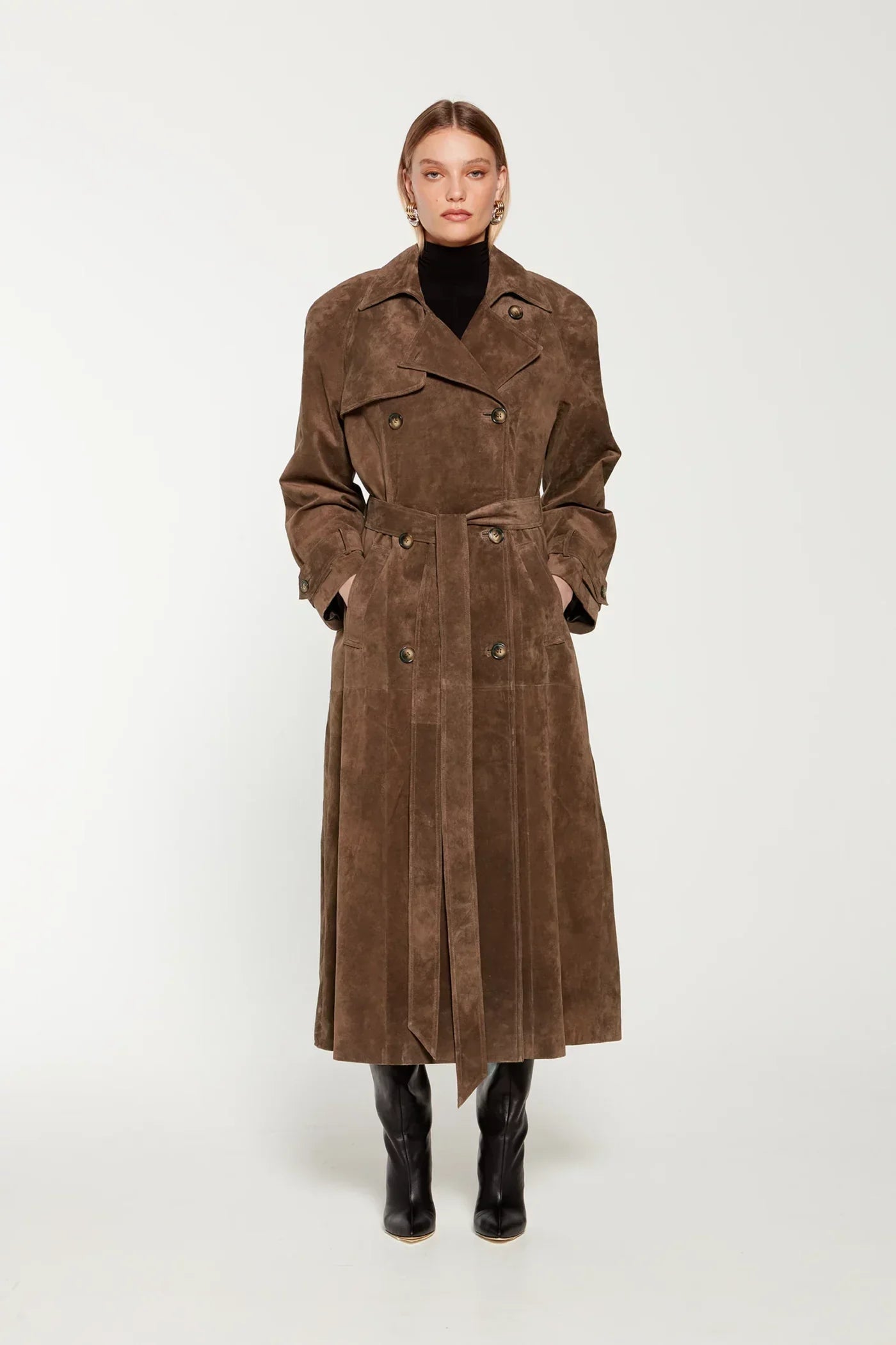 Dames Trenchcoat Suède Look Stijlvolle Herenstijl