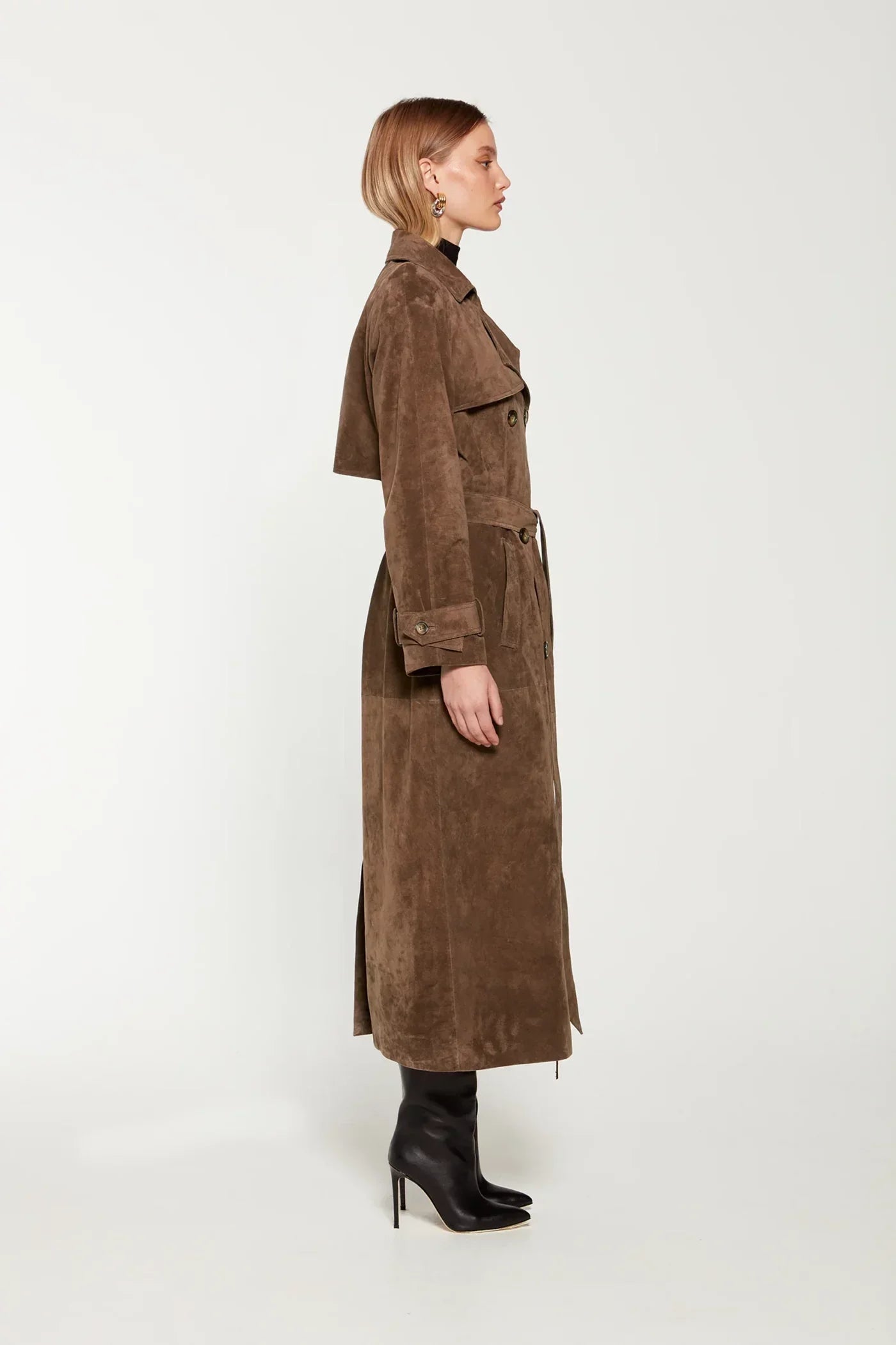 Dames Trenchcoat Suède Look Stijlvolle Herenstijl