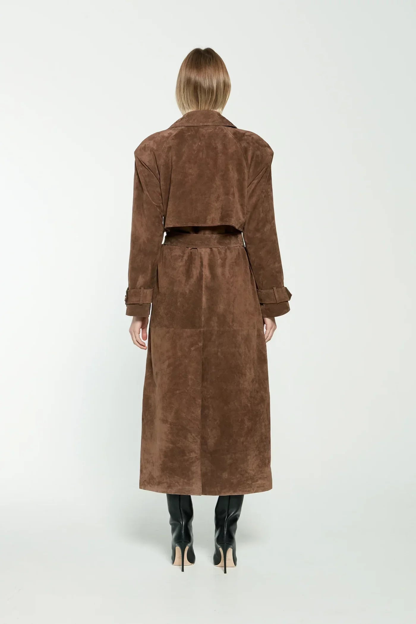 Dames Trenchcoat Suède Look Stijlvolle Herenstijl