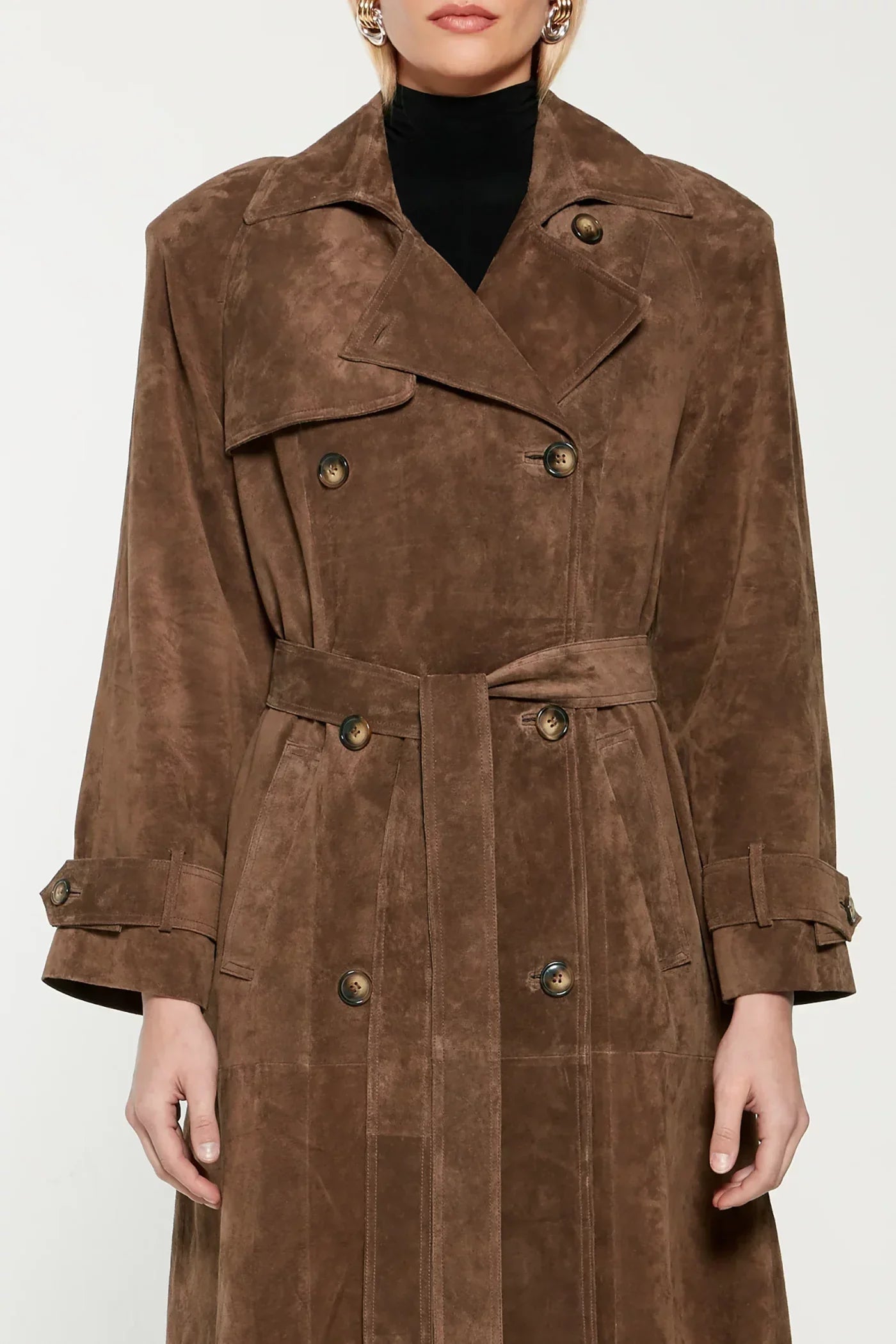 Dames Trenchcoat Suède Look Stijlvolle Herenstijl