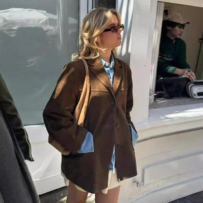 Dames Trenchcoat Suède Look Stijlvolle Herenstijl