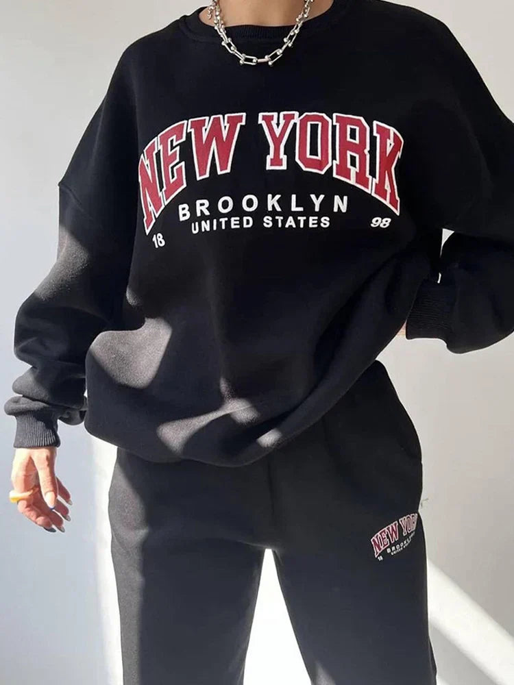 Dames Top New York Print Katoen Comfortabele Jurk