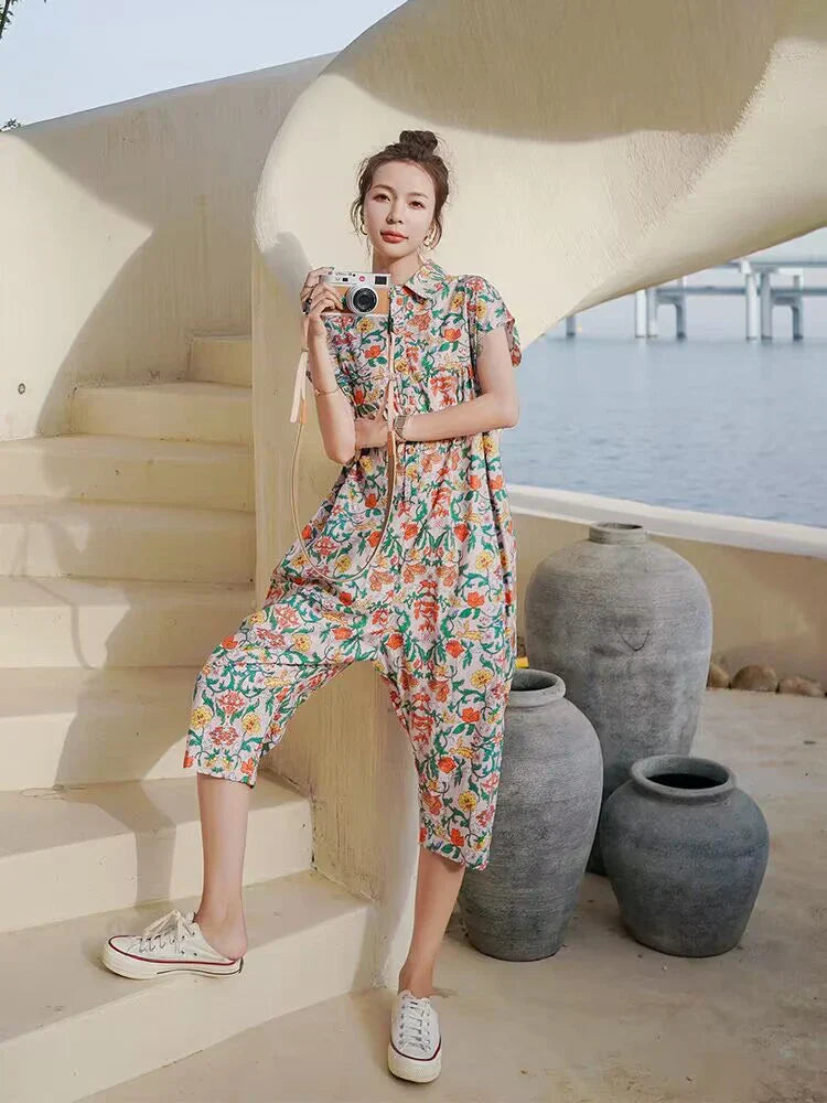 Vrouwen Jumpsuit Bloemenprint Jurk Zomerse Stijl