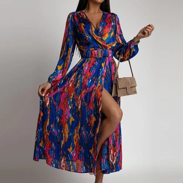 Dames Maxi Jurk Zomerjurk Elegant en Comfortabel met Tailleceintuur