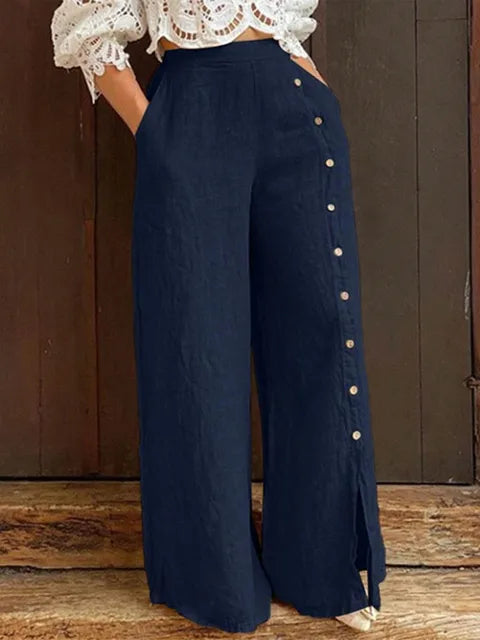 Dames Broek Elastische Taille Wijde Pijpen Comfortabel - StudioMarella