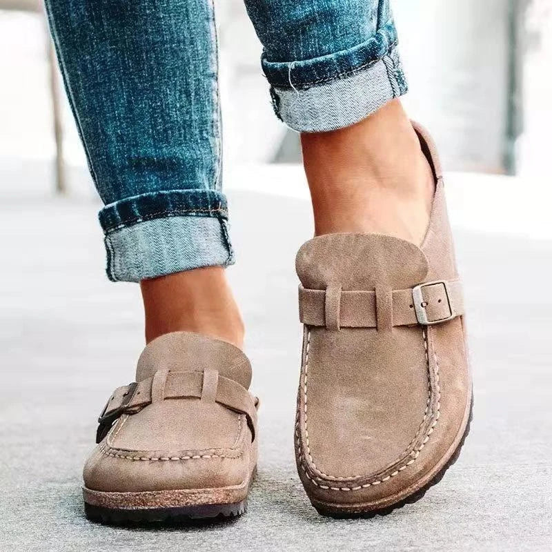 Dames Loafers Comfortabel Leer Met Gesp - StudioMarella