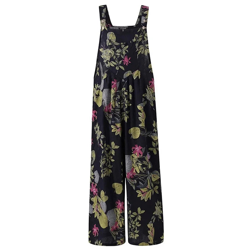 Jumpsuit voor Dames Zomerse Bladprint Luchtig en Comfortabel