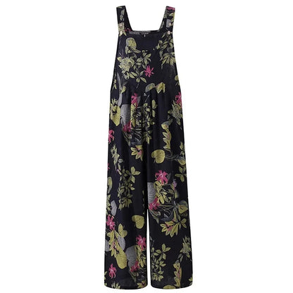 Jumpsuit voor Dames Zomerse Bladprint Luchtig en Comfortabel