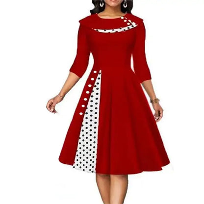 Vrouwelijke Lange Mouw Jurk met Polka Dots voor Cocktail Party