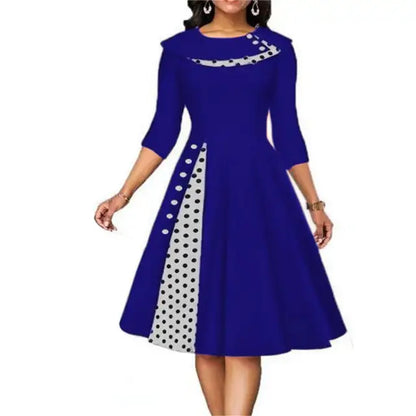 Vrouwelijke Lange Mouw Jurk met Polka Dots voor Cocktail Party