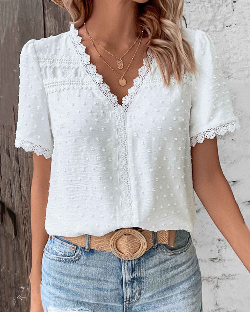 Vrouwelijke Zomerblouse Korte Mouw Modern Design - StudioMarella