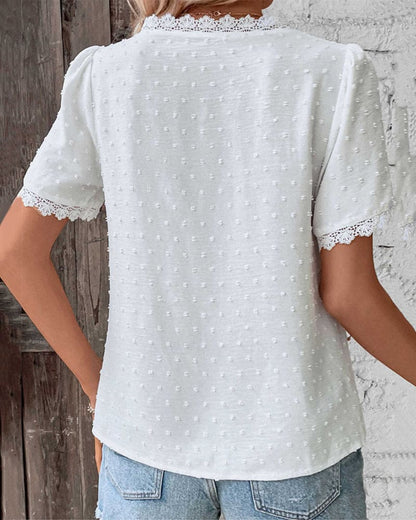 Vrouwelijke Zomerblouse Korte Mouwen Moderne Stijl