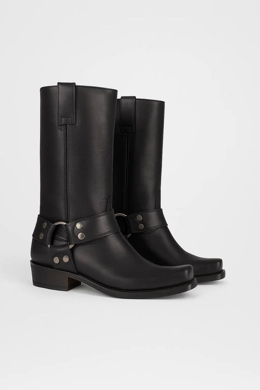 Dames Laarzen Kniehoge Biker Model Met Studs - StudioMarella