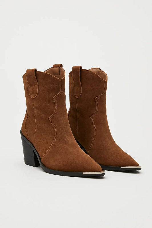 Dames Enkelhoge Laarzen Western Stijl Puntneus - StudioMarella